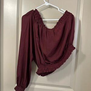 Burgundy Off-Shoulder Blouse